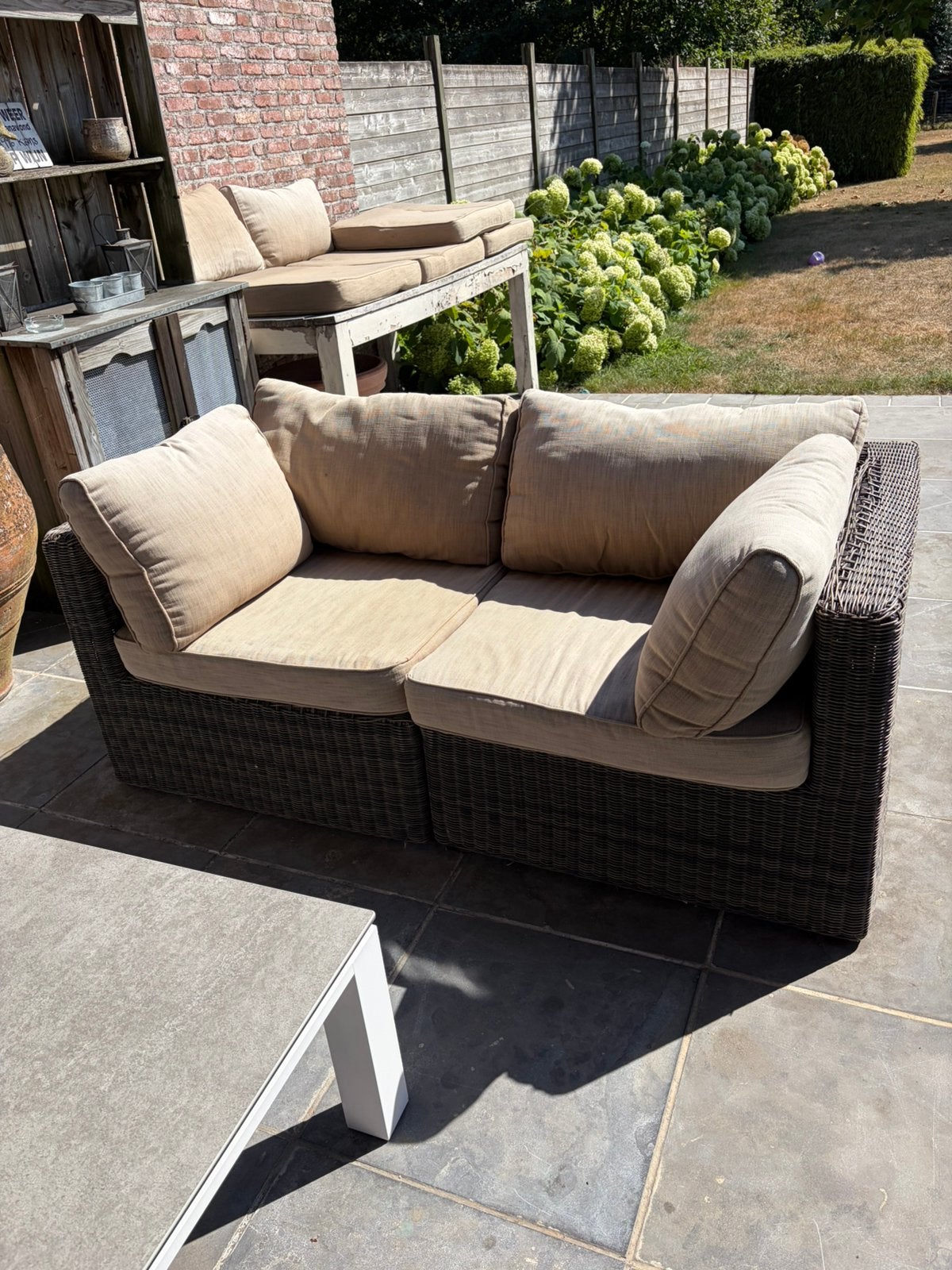 Lounge  Bristol 2 + 1 zit, extra kussens meegeleverd, Rotin, 3 places, Enlèvement, Utilisé