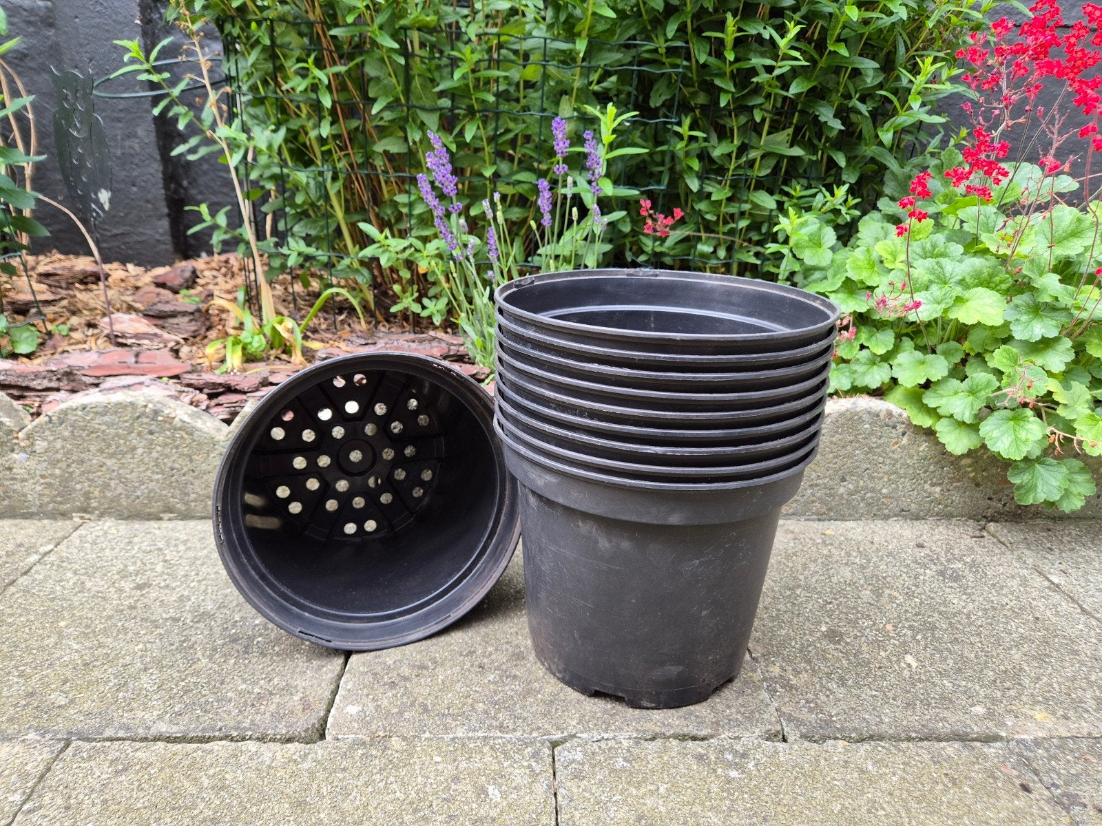 10 kunststof bloempotten , H 18 cm - D 22 cm 🪴, Ophalen, Kunststof, Gebruikt, Rond