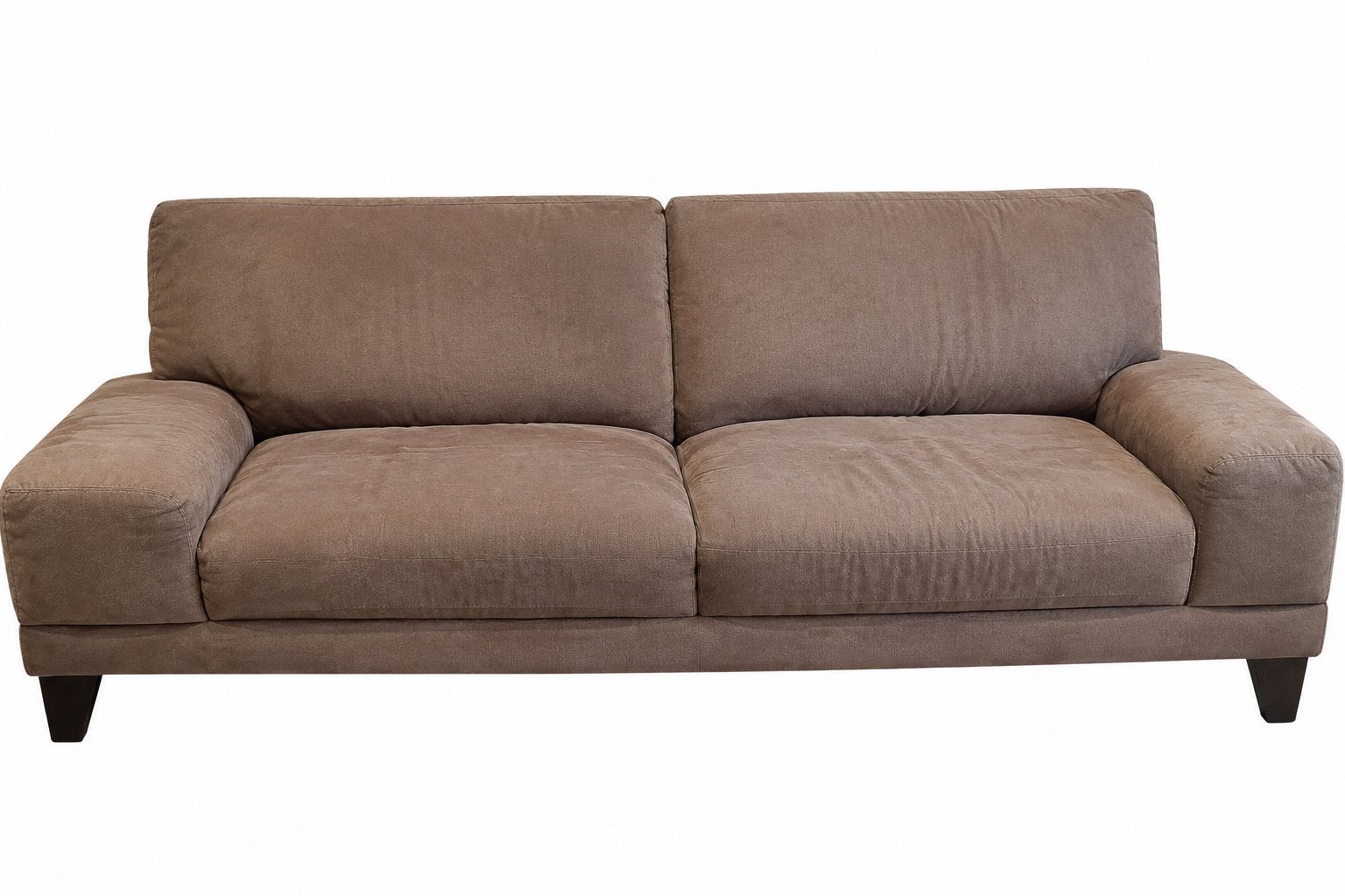 Comfortabele taupekleurige stoffen sofa – gebruikt, Ophalen, Zo goed als nieuw, Stof