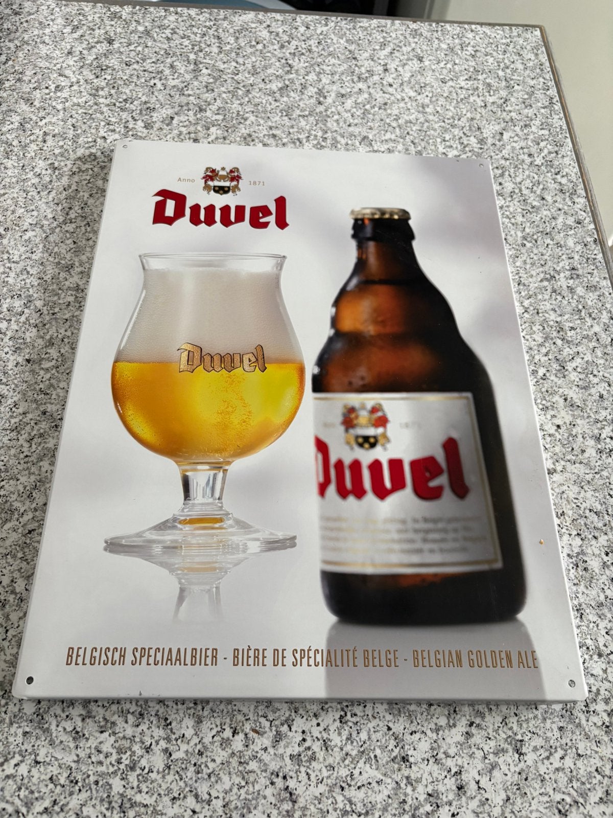 DUVEL plaatmetalen plaat (40/30 cm), Verzamelen, Ophalen of Verzenden, Nieuw, Duvel