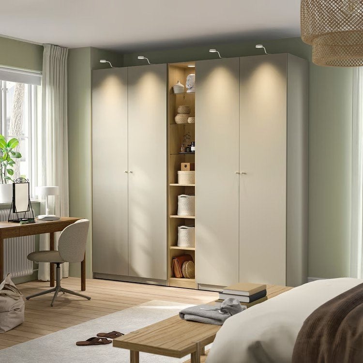 Kast PAX Middenelement, eikenpatroon, Ophalen, Met plank(en), Minder dan 50 cm, 200 cm of meer