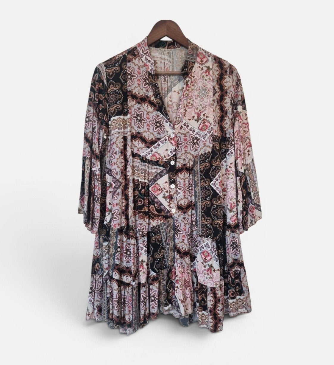 BOHO PAISLEY Tuniek Maat XL - Zo goed als Nieuw, Kleding | Dames, Blouses en Tunieken, Bruin, Ophalen of Verzenden, Zo goed als nieuw