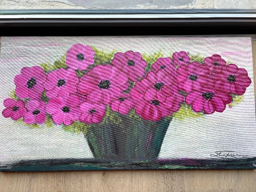 Peinture originale de Lena Kelekian (2015) — « Anémones », Antiquités & Art, Art | Peinture | Moderne, Peinture acrylique, Autres matériaux