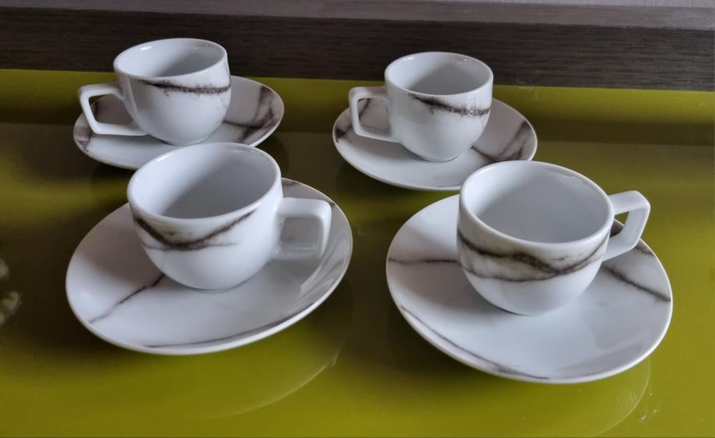 Espressotassen en bordjes salt & pepper marble, Ophalen