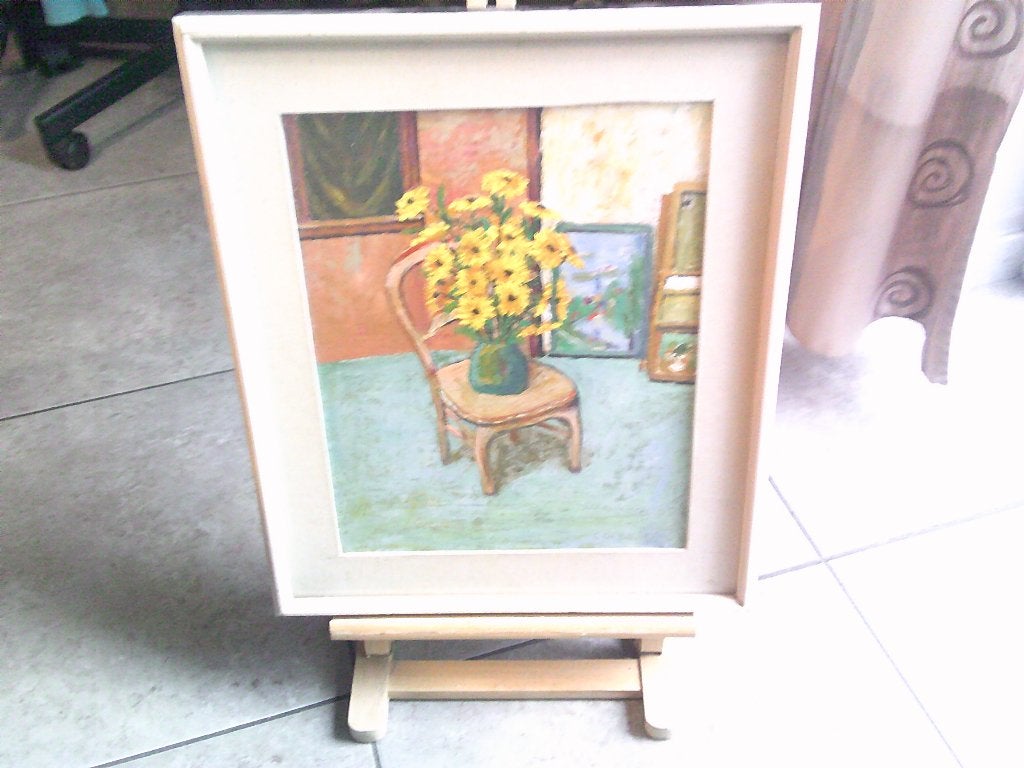 schilderij gete C de brouwer, Gouache, Doek, Vintage, Ophalen