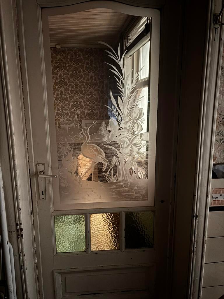 Belle porte à épingles avec vitrail, Bricolage & Construction, Enlèvement, Utilisé