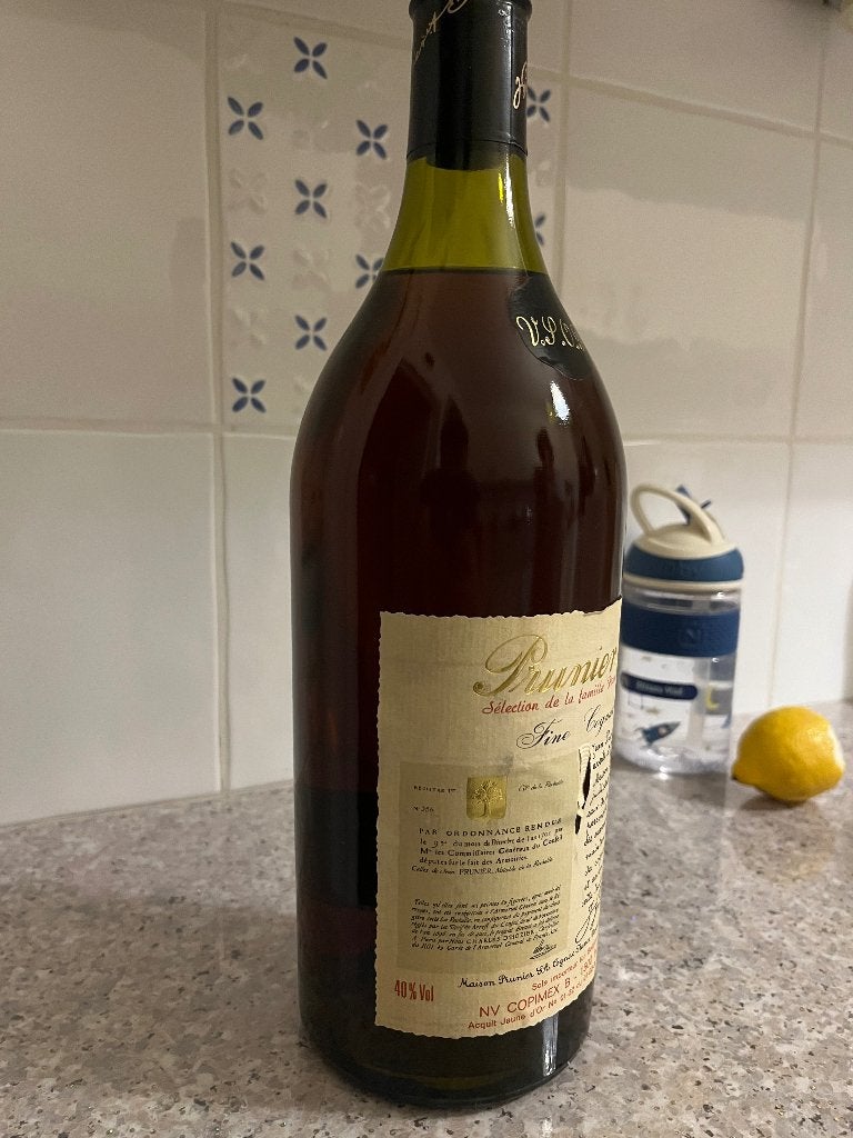 Cognac prunier 1990  1,5 litres, Collections, Enlèvement