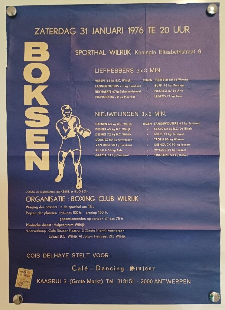 Originele affiche boksgala 31 januari 1976, Ophalen of Verzenden, Gebruikt, Poster, Plaatje of Sticker