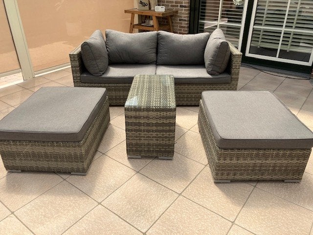 Te koop Lounge wicker met aluminium onderstel., Ophalen, 4 zitplaatsen, Gebruikt, Bank