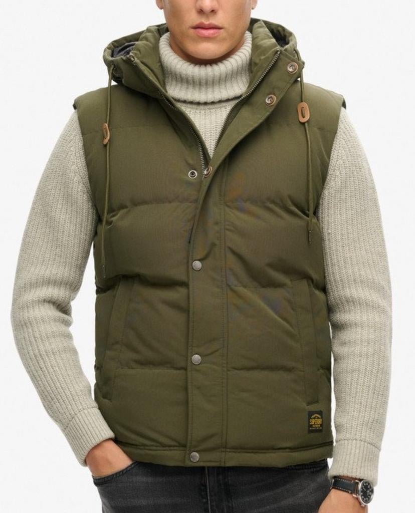 Mouwloze jas van Superdry: maat M - Khaki, Maat 48/50 (M), Ophalen of Verzenden, Zo goed als nieuw, Groen