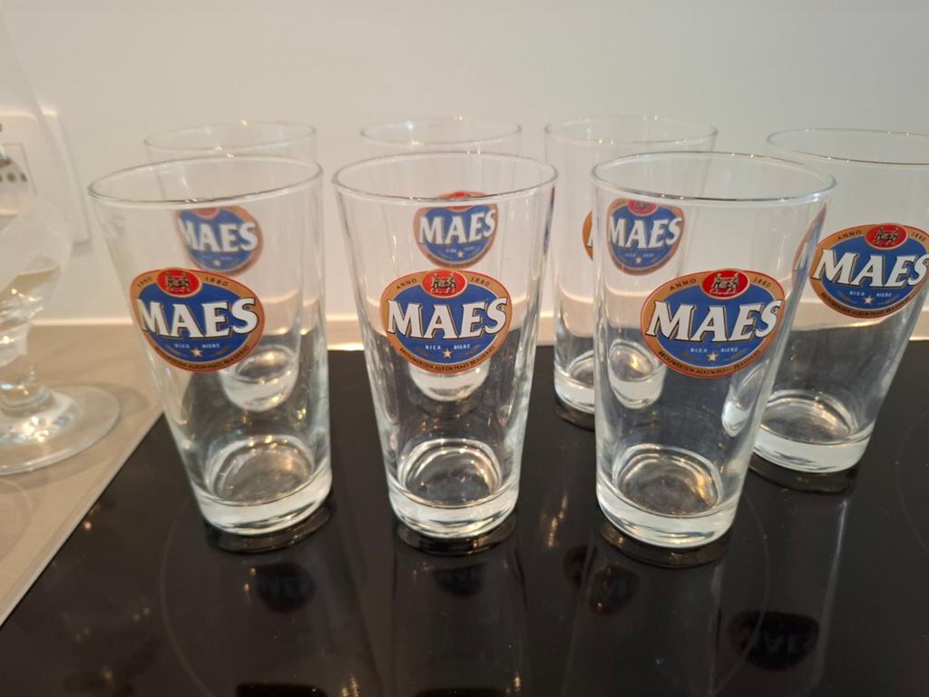 6 boerkes Maes pils, Verzamelen, Glas en Drinkglazen, Ophalen, Gebruikt, Bierglas