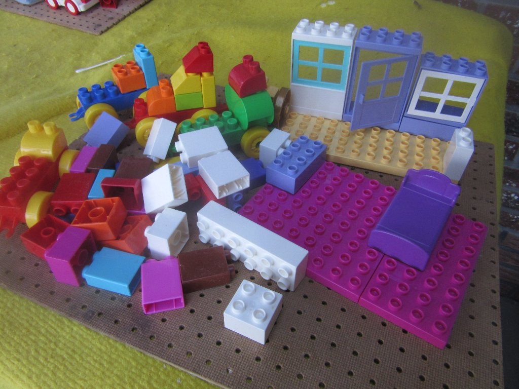 50 Bouwblokken en 3 bouwplaatjes compatibel met duplo lego, Kinderen en Baby's, Ophalen