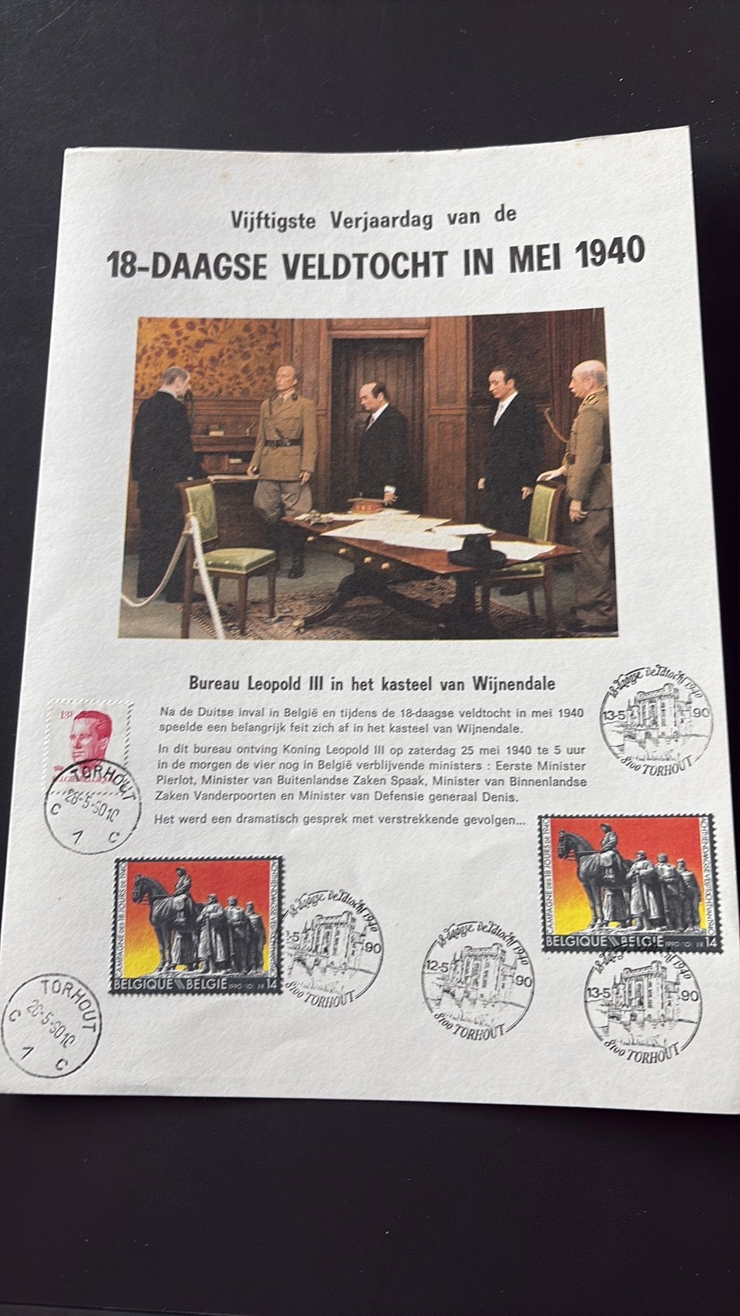 1990 gestempeld Torhout, Ophalen