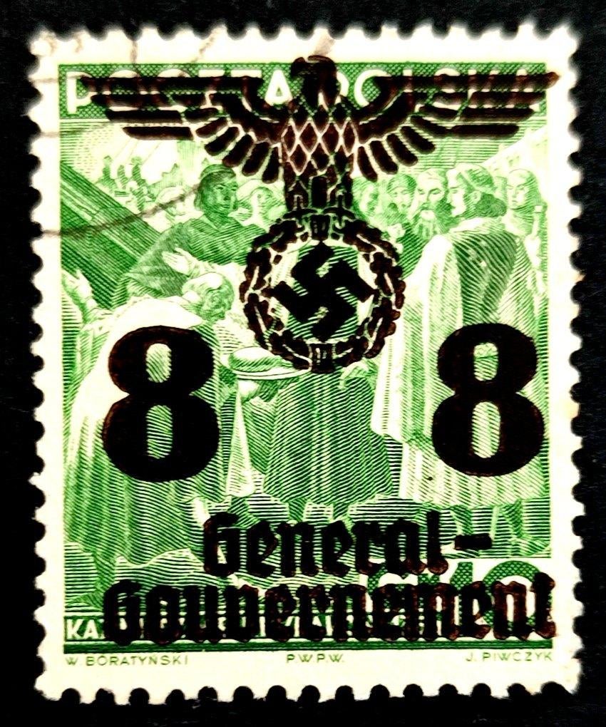 Generalgouvernement opdrukzegel Polen 1940, Postzegels en Munten, Postzegels | Europa | Duitsland, Gestempeld, Overige periodes