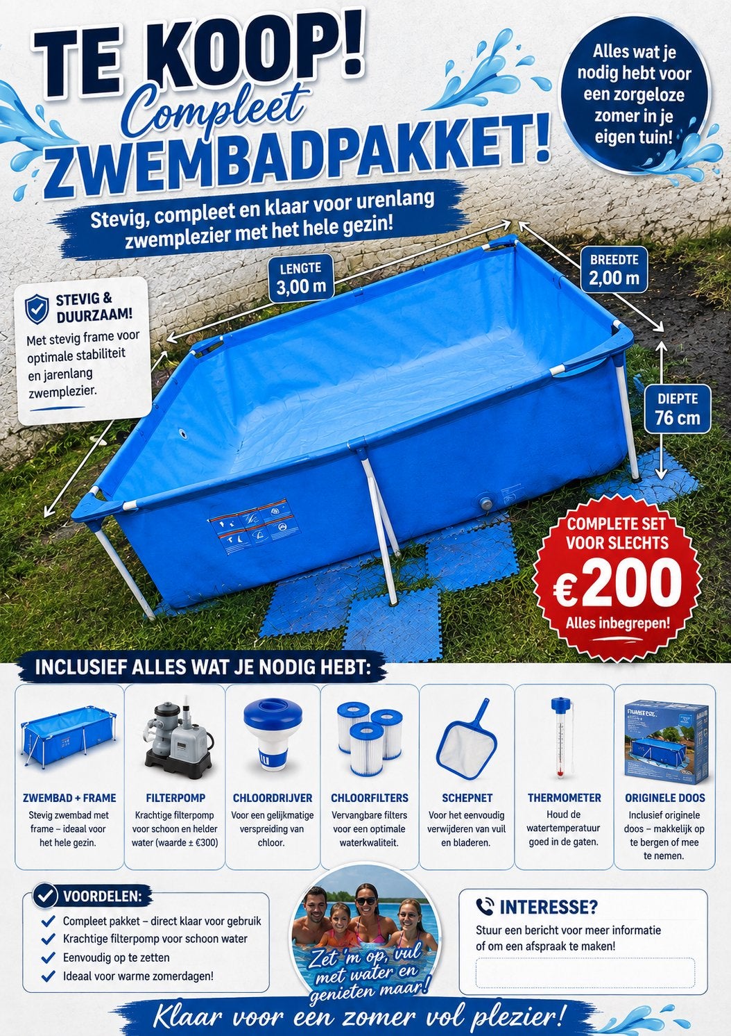 Zwembad nog in goede staat, Jardin & Terrasse, Piscines, 200 à 400 cm, Piscine intégrée, Comme neuf, Enlèvement