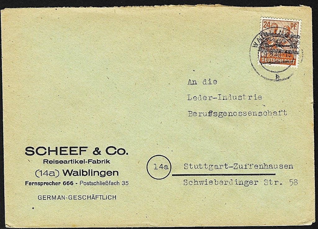 1948 - ALLEMAGNE - Couverture Zone américaine & britannique, Envoi, Autres périodes, Affranchi