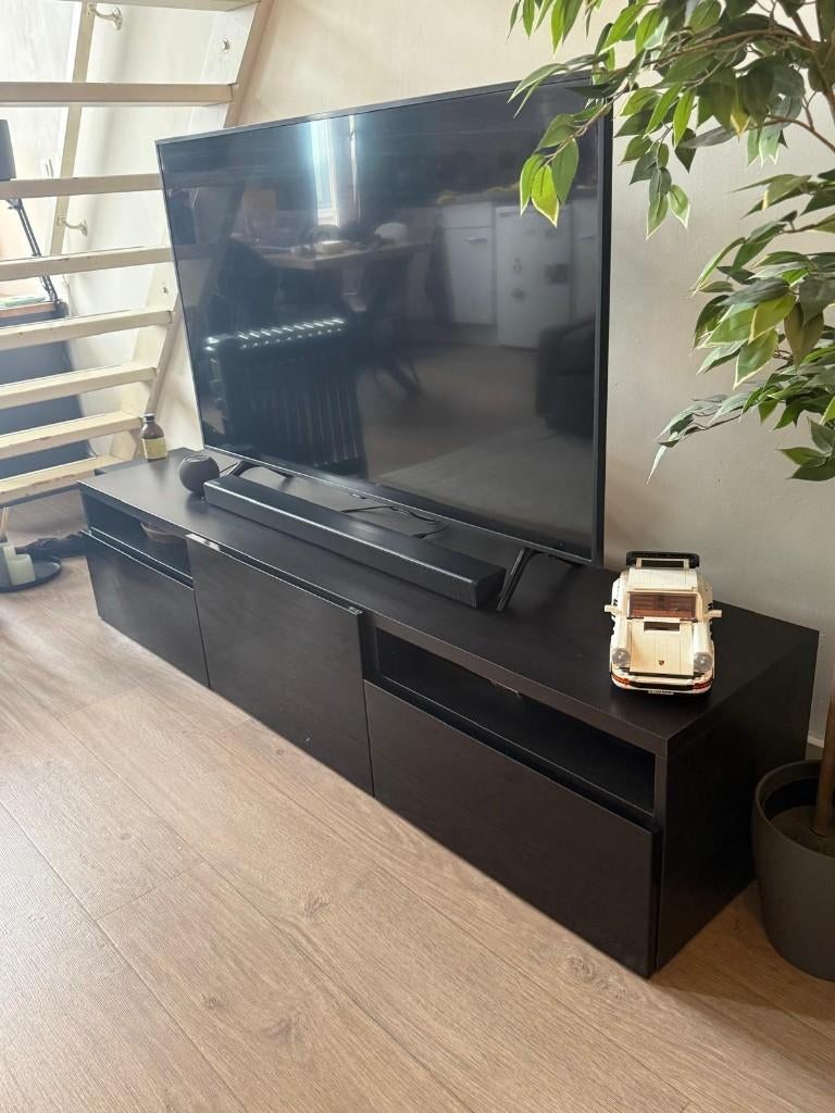 IKEA Bestå tv-meubel — Zwart hoogglans | 180 cm, Ophalen, 150 tot 200 cm, Zo goed als nieuw, Minder dan 100 cm