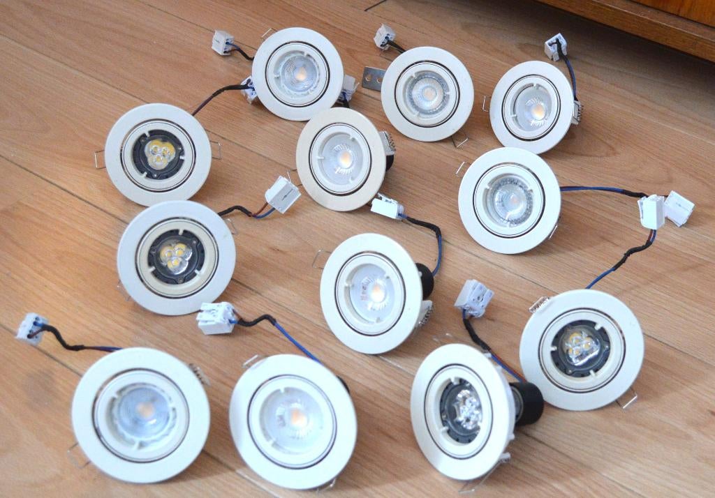 12 inbouwspots wit, Metaal of Aluminium, Ophalen of Verzenden, Zo goed als nieuw, Inbouw