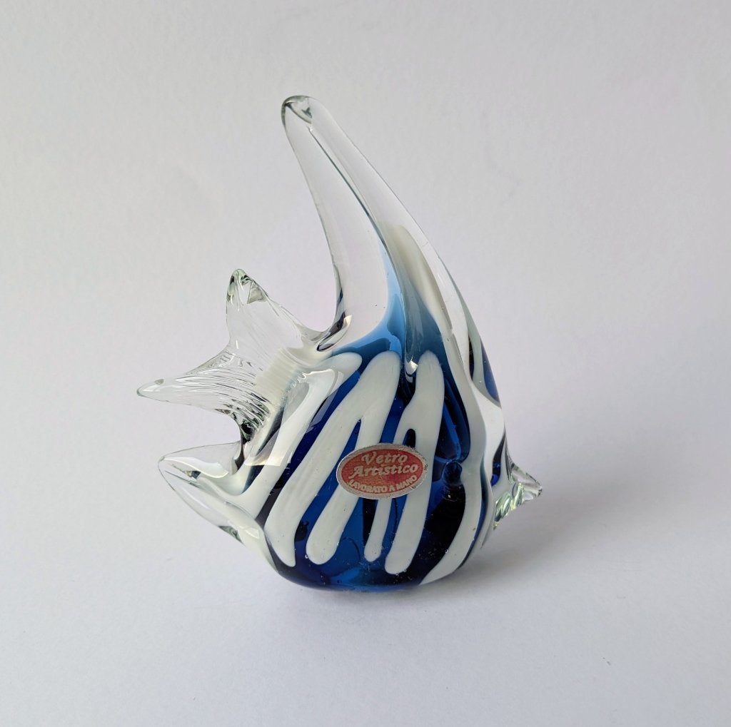Poisson en verre, italien (style Murano, effet Sommerso), Antiquités & Art, Envoi