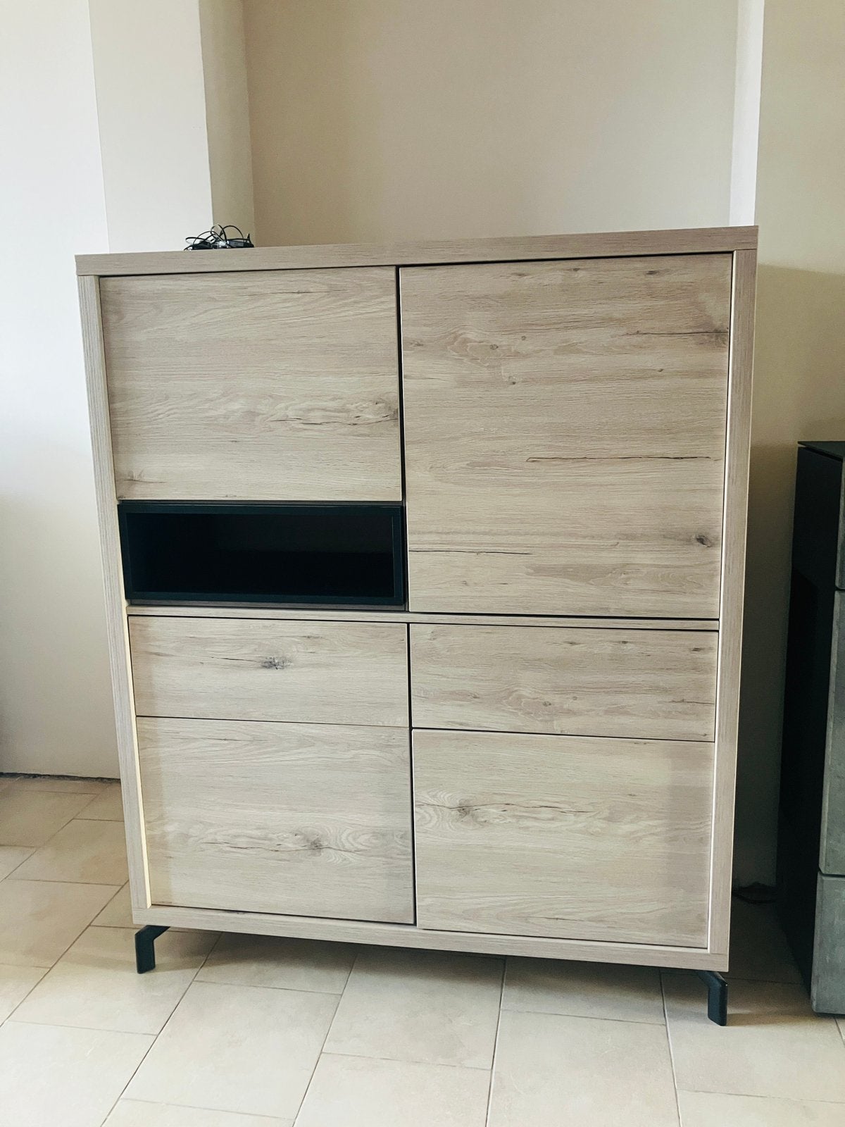 Kast - kleur grijze eik, Ophalen, 100 tot 150 cm, Met lade(s), Zo goed als nieuw