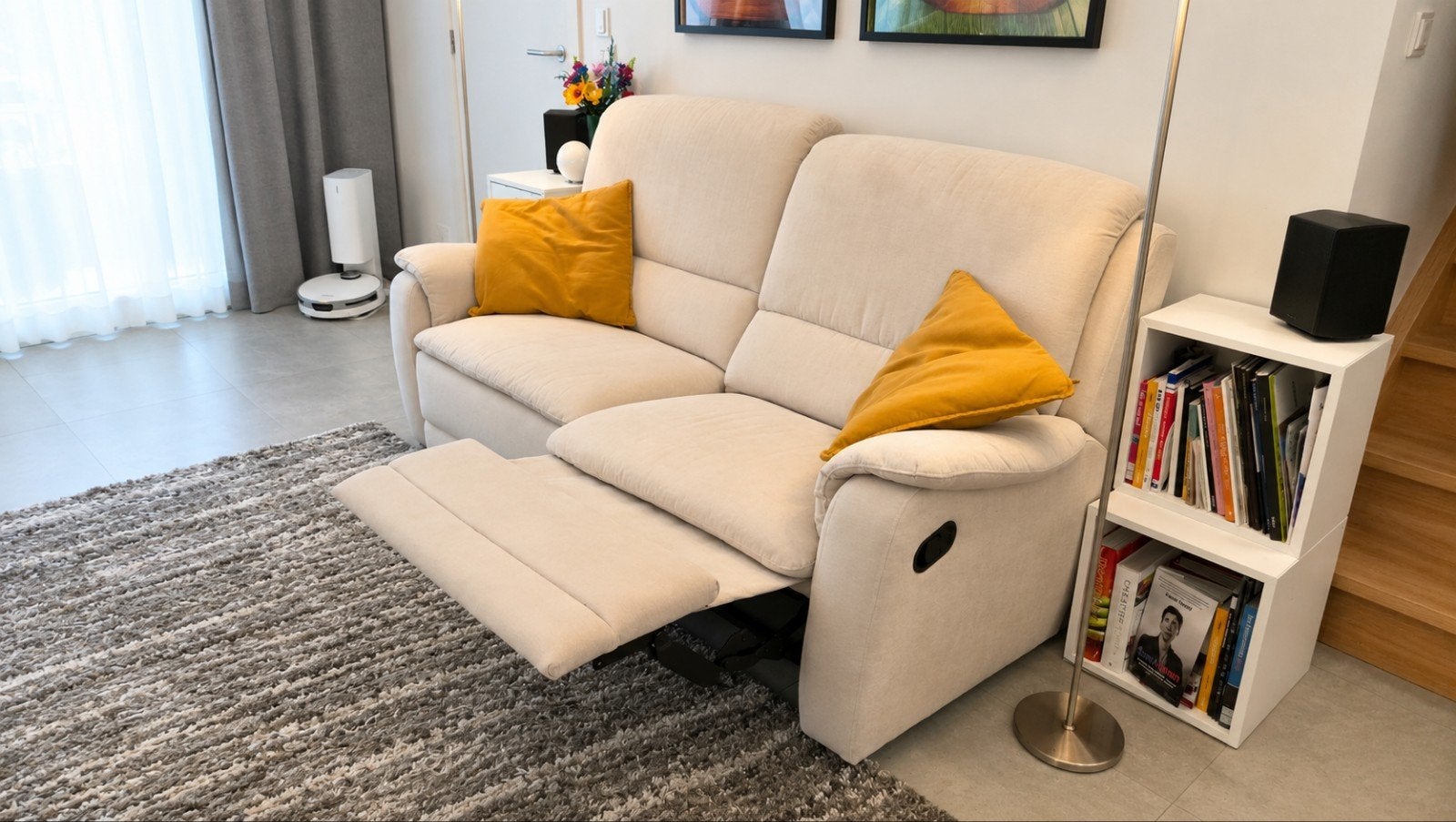 2 beige stoffen zetels in quasi nieuwstaat, Ophalen, 150 tot 200 cm, Tweepersoons, 75 tot 100 cm