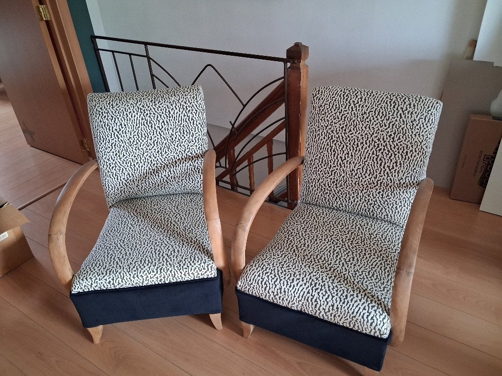 Fauteuils style halabala, Ophalen, Zo goed als nieuw, Hout