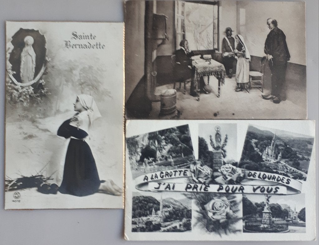 3 OUDE POSTKAARTEN  ; Lourdes BERNADETTE etc. Ref.R6, Verzamelen, Postkaarten | Buitenland, Ophalen of Verzenden, 1920 tot 1940