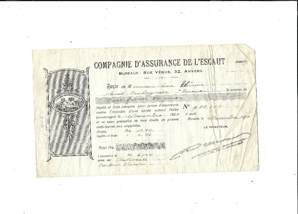 Compagnie d'Assurance de l'Escaut, Enlèvement ou Envoi, Utilisé