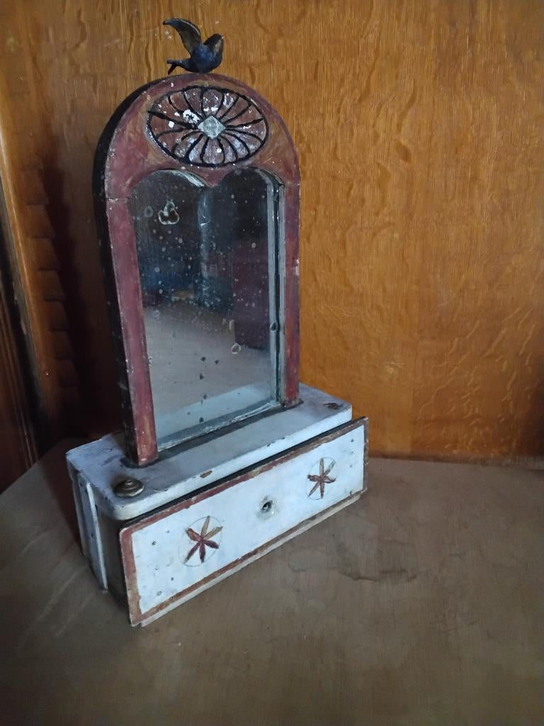 Ancien petit miroir, Antiquités & Art, Enlèvement ou Envoi, Moins de 50 cm, Moins de 100 cm
