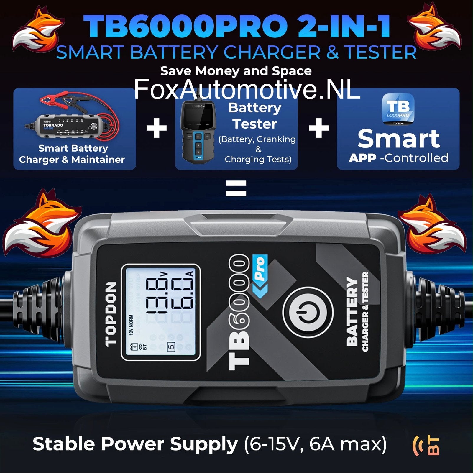 TOPDON TB6000Pro – slimme acculader én tester, Ophalen of Verzenden