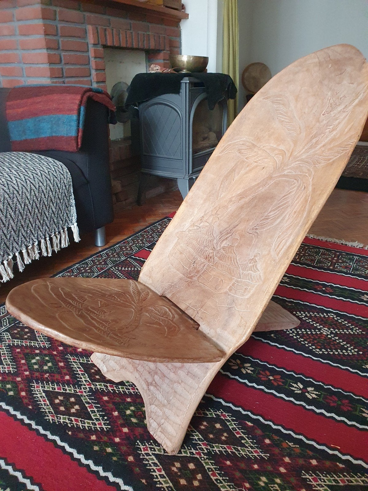 Antieke Afrikaanse stoel met houtsnijwerk, Antiek en Kunst, Ophalen
