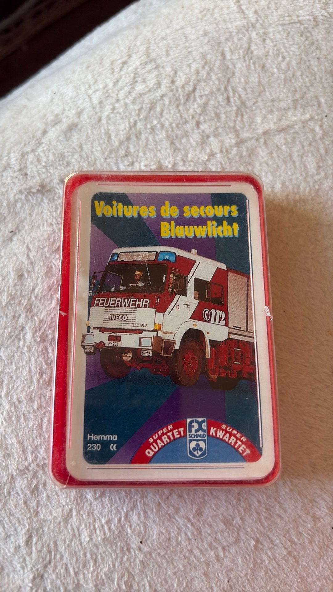 Vintage Kwartet "Blauwlicht / Voitures de secours, Verzamelen, Speelkaarten, Jokers en Kwartetten, Ophalen of Verzenden, Zo goed als nieuw