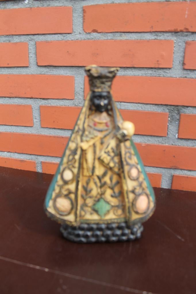 Heilige madonna, Zwart Antiek Madonna Beeldje , Gips, Antiek en Kunst, Ophalen of Verzenden