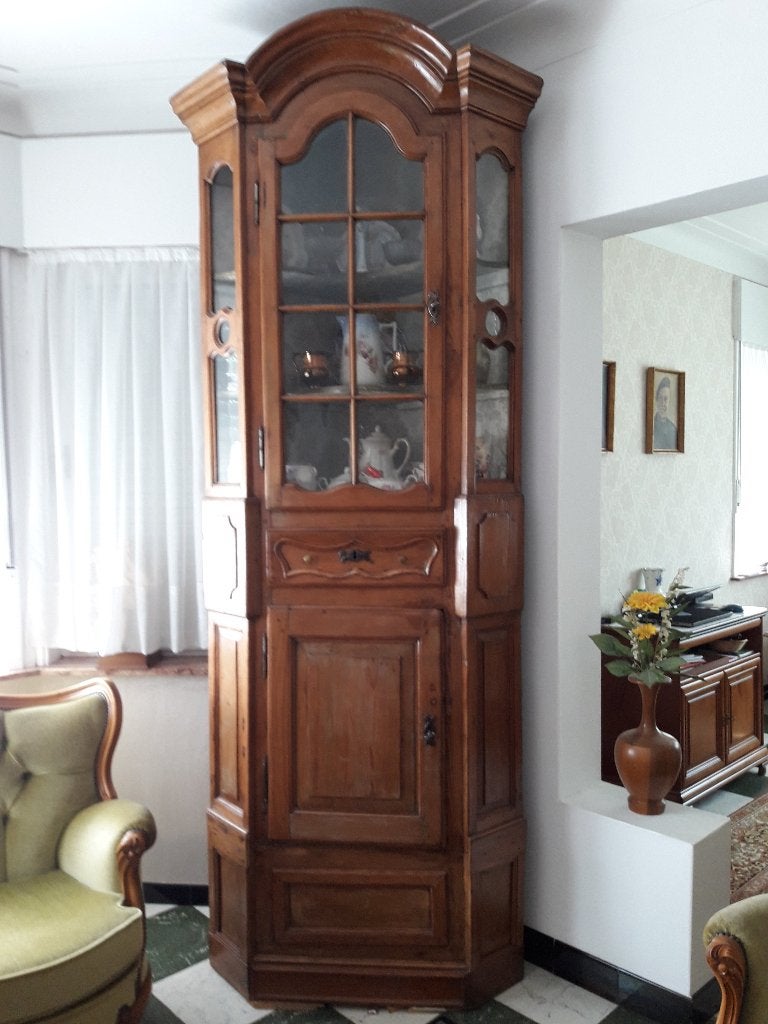 Hoekkast - vitrine kast, Huis en Inrichting, Kasten | Vitrinekasten, Ophalen, Franse stijl, Gebruikt, Met deur(en)