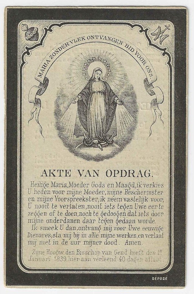 Cecilia De Mil, Denderbelle 1797 - Denderbelle 1889, Ophalen of Verzenden, Bidprentje