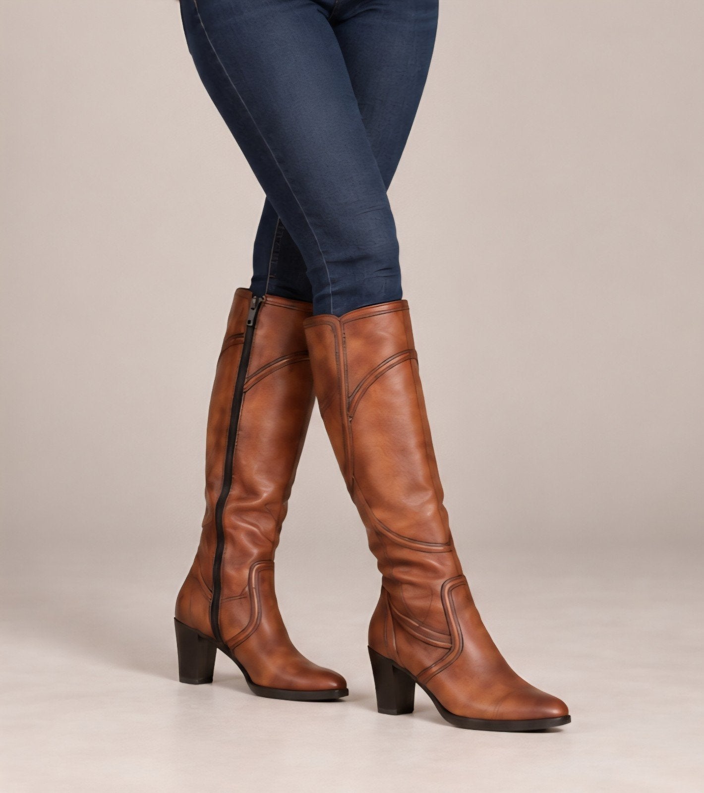 Bottes hautes marron clair Taille 37, Enlèvement ou Envoi, Brun, Porté, Bottes hautes