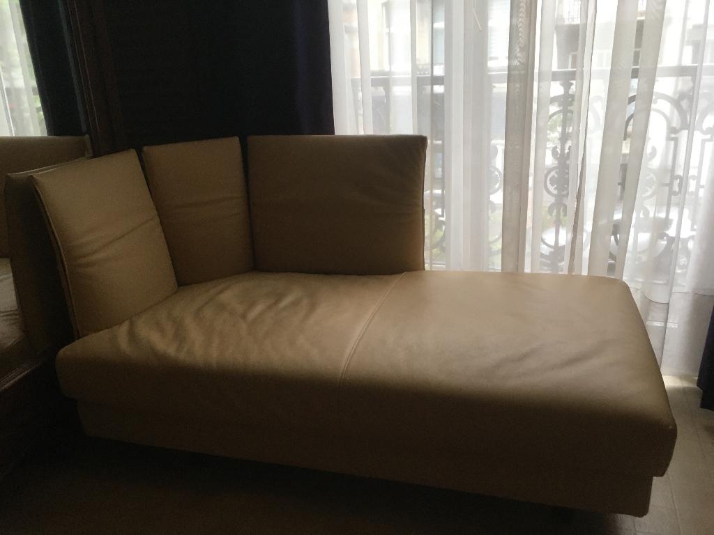 Méridienne en cuir beige, Enlèvement, Comme neuf, Cuir