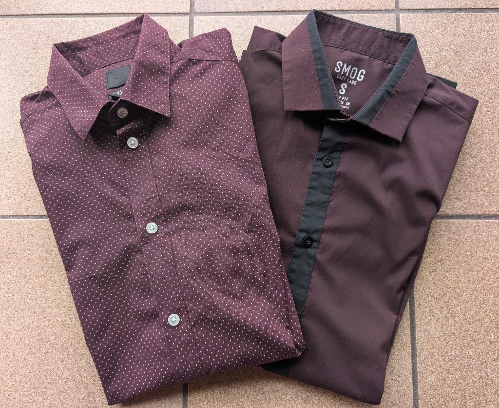 2 bordeaux herenhemden, Vêtements | Hommes, Chemises, Porté, Tour de cou 38 (S) ou plus petit, Autres couleurs, Enlèvement ou Envoi