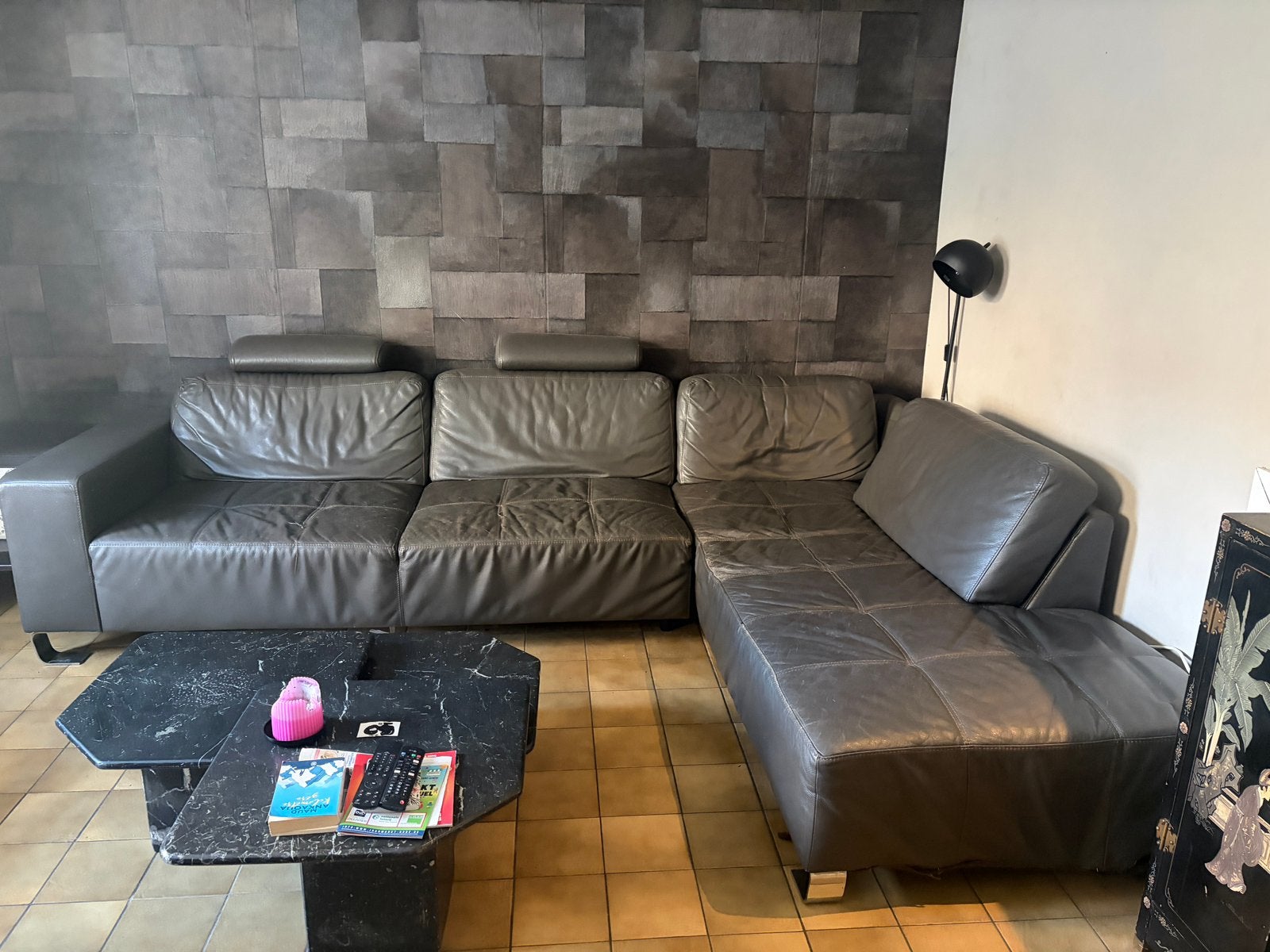 Canapé cuir a donner., Enlèvement, Utilisé, Cuir, Cuir