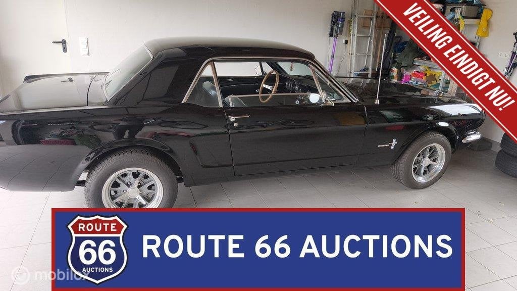 Ford Mustang Hardtop 289 V8 | 1965 | Route 66 Auctions, Auto's, Zwart, Bedrijf, Handgeschakeld, Overige carrosserie
