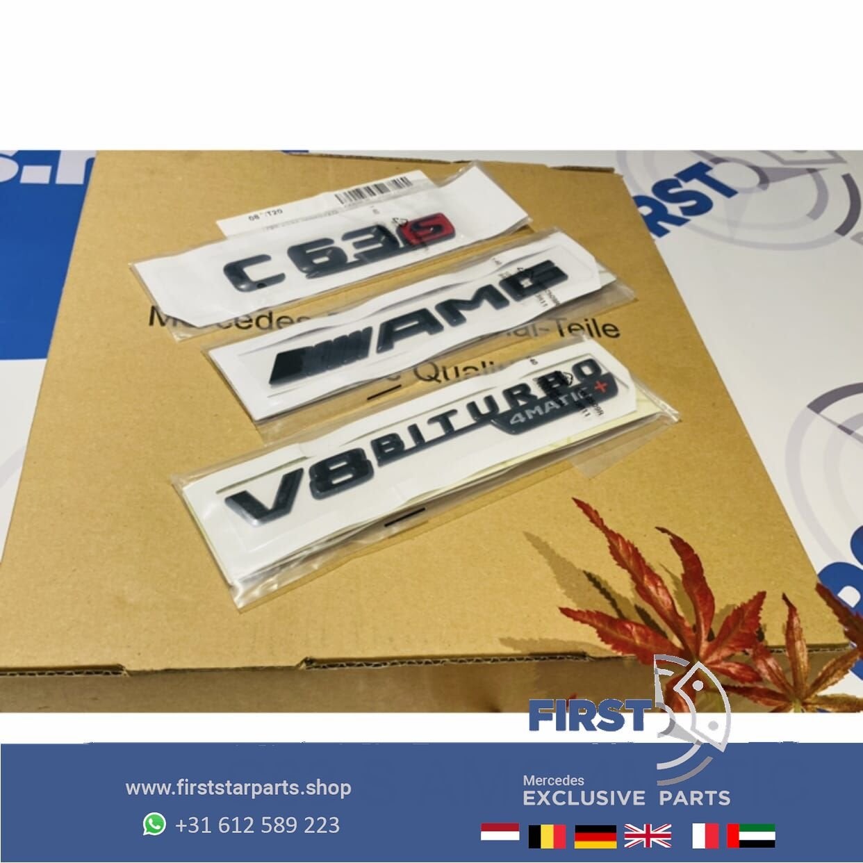 W205 S205 C63S AMG LOGO SET ZWART EMBLEMEN SET Mercedes C KL, Gebruikt, -, Ophalen of Verzenden, -