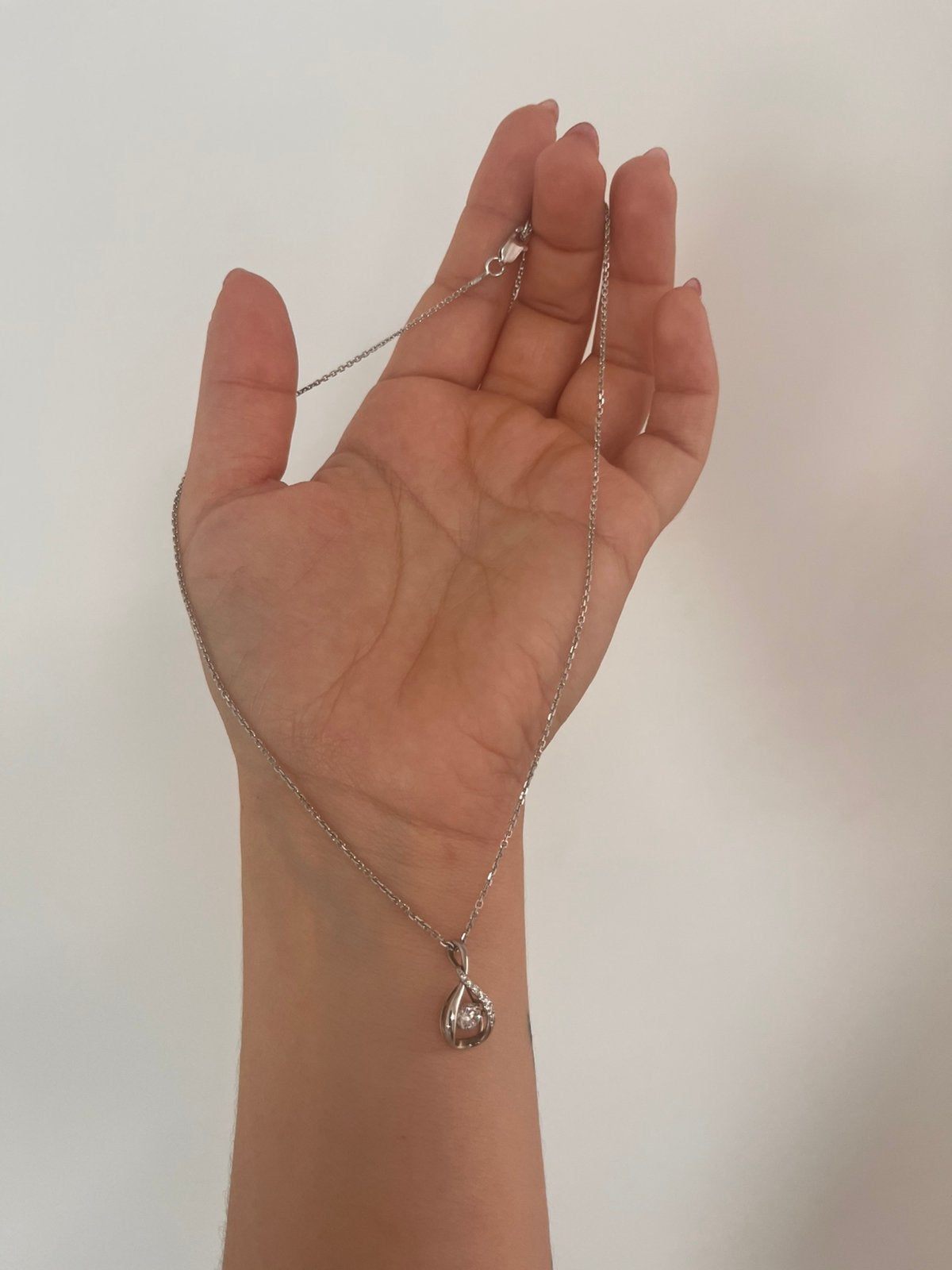 Zilveren ketting met diamant, Ophalen, Zo goed als nieuw, Zilver, Zilver