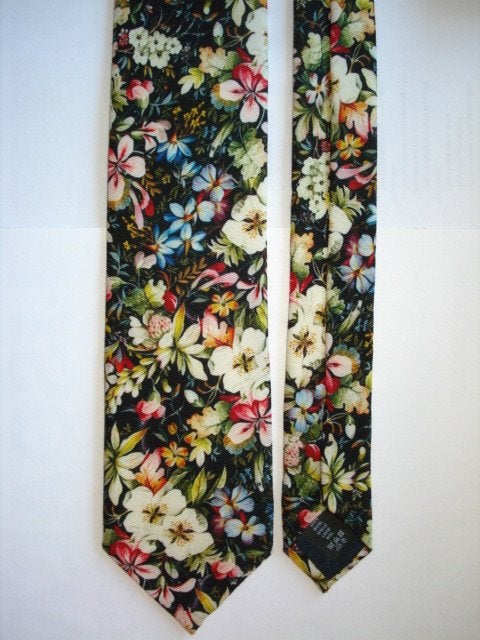 Profuomo Das wol Cravate laine Tie wool dark blue-floral, Profuomo Profuomo, Nieuw, Met patroon, Verzenden