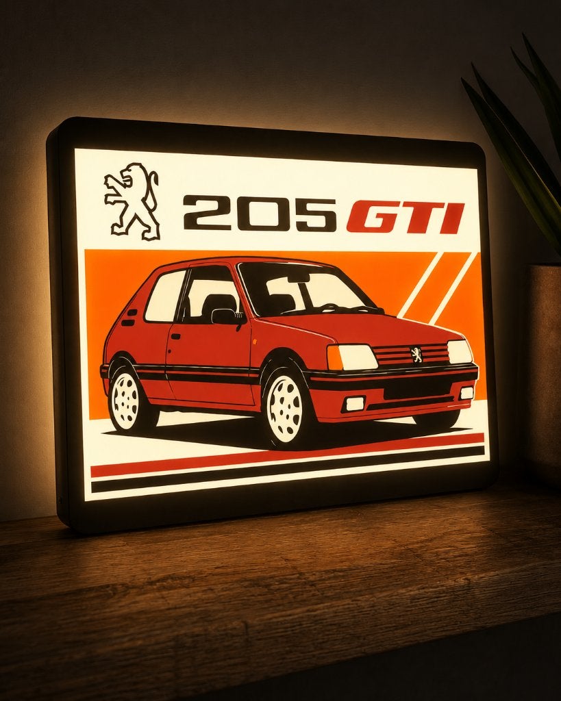 Boîte à lumière LED Peugeot 205 GTI, Envoi, Neuf, Synthétique