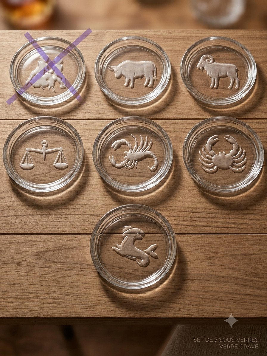 Lot de 6 dessous de verre vintage en cristal - Val Saint Lam, Enlèvement ou Envoi, Verre