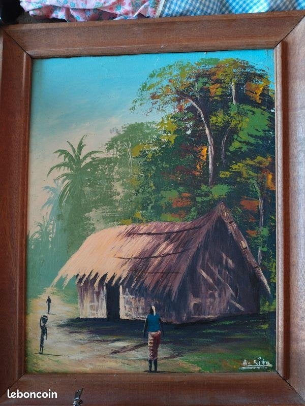 tableau art africain signé A.Sita, Tableau, Enlèvement ou Envoi, Textile, Afrique