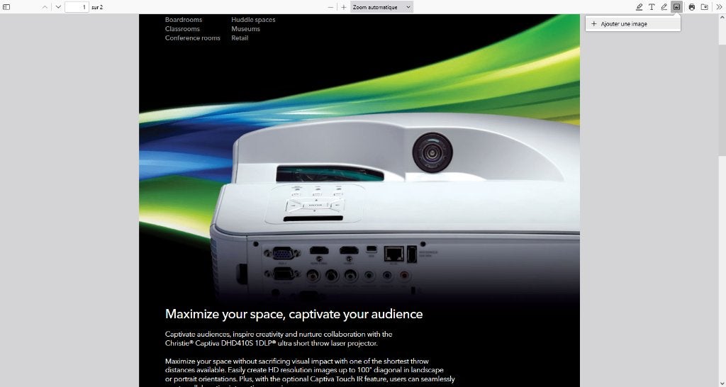 Christie Captiva DHD410S, Enlèvement, Comme neuf, Vidéo