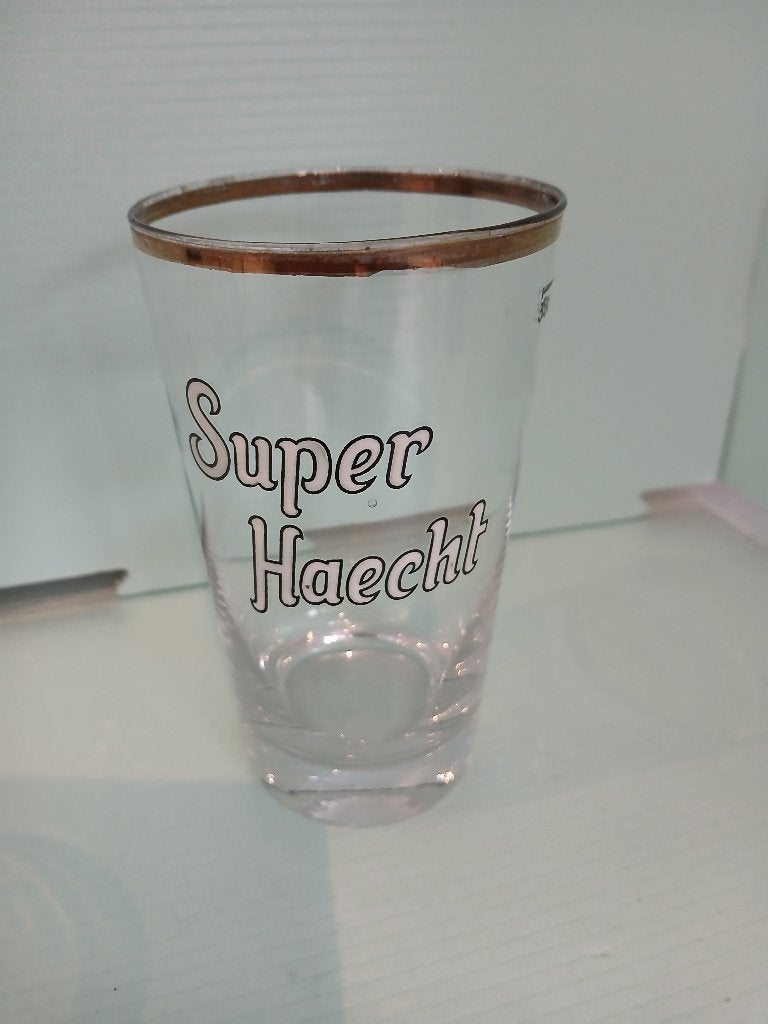 Oud geëmailleerd conisch glas, SUPER HAECHT, Verzamelen, Ophalen of Verzenden, Zo goed als nieuw, Glas of Glazen, Overige merken