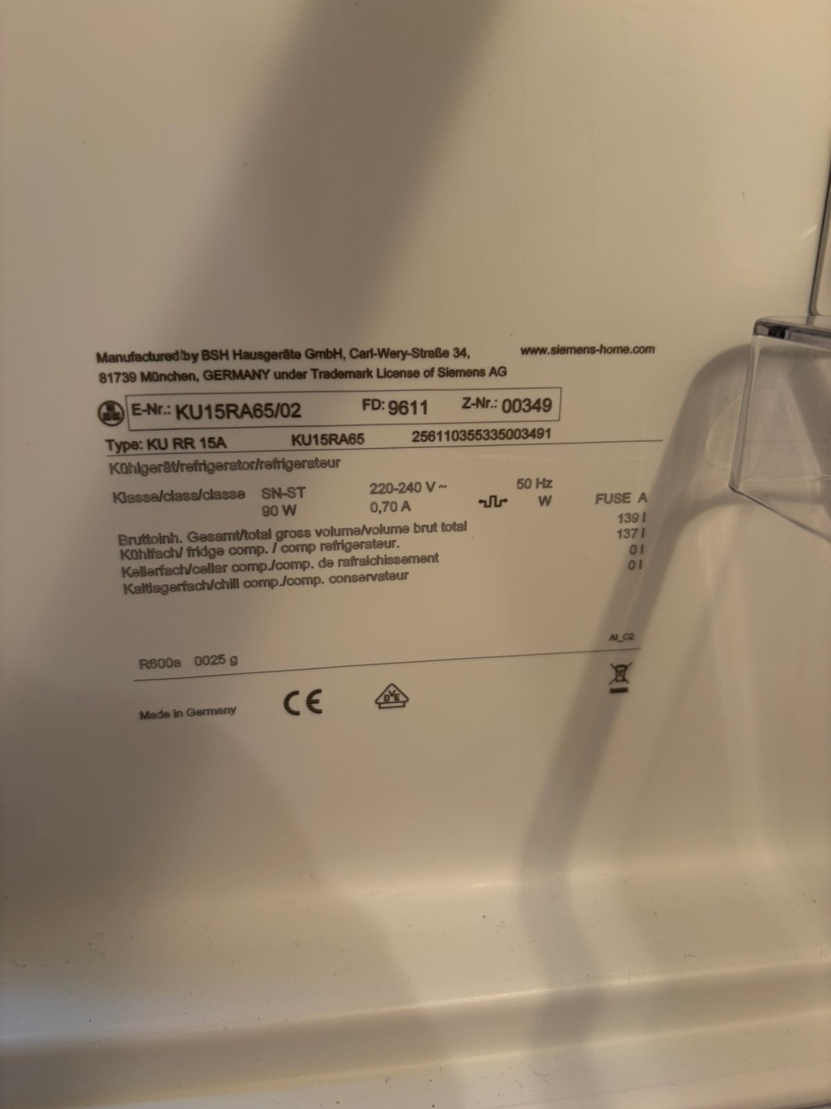 Frigo encastrable Siemens KU15RA65, Enlèvement, Comme neuf