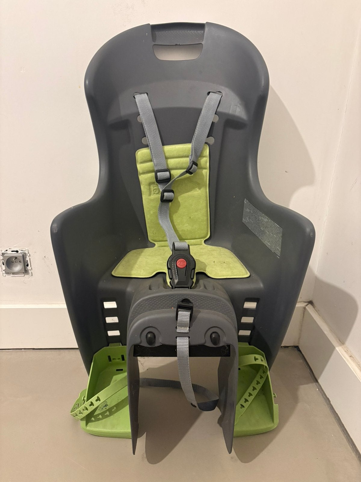 Fietsstoel achterop - Polisport Boodie grijs - max. 22kg, Ophalen, Zo goed als nieuw, Achterzitje, Voetsteuntjes